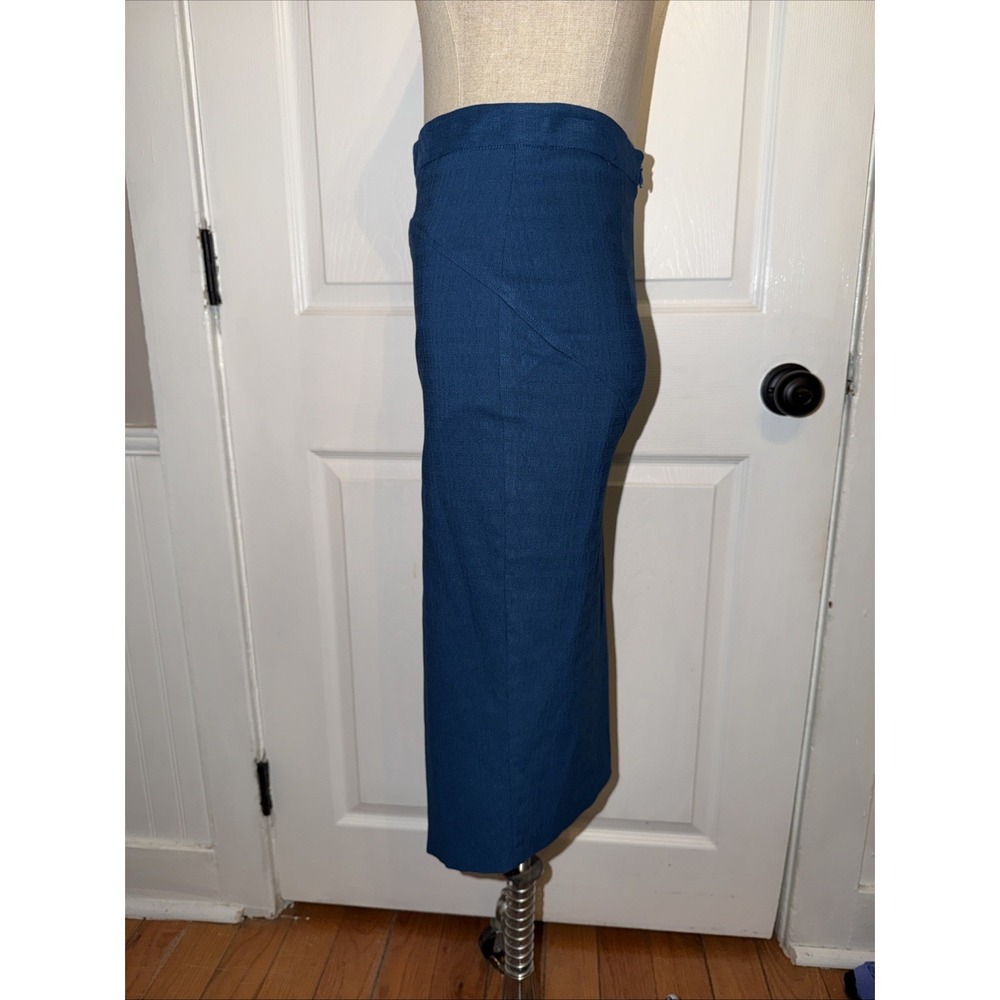 ZAC Zac Posen Women's Blue Asemetrical Pencil Skirt Size 4 USA Midi 27in - Picture 5 of 7